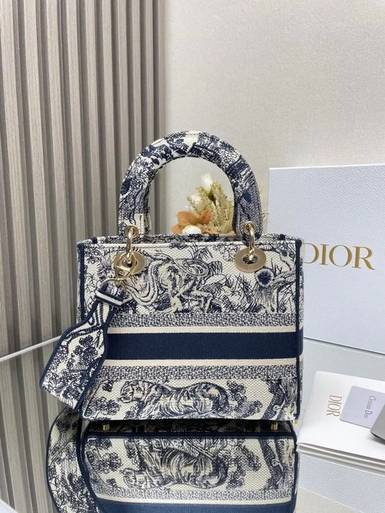 Dior Blue & Ivory Toile Christian Dior Lady Tote - Picture 3 of 4